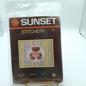 Sunset Stitchery Lucy Bear Sampler Kit #430 Vintage 1980s Sealed